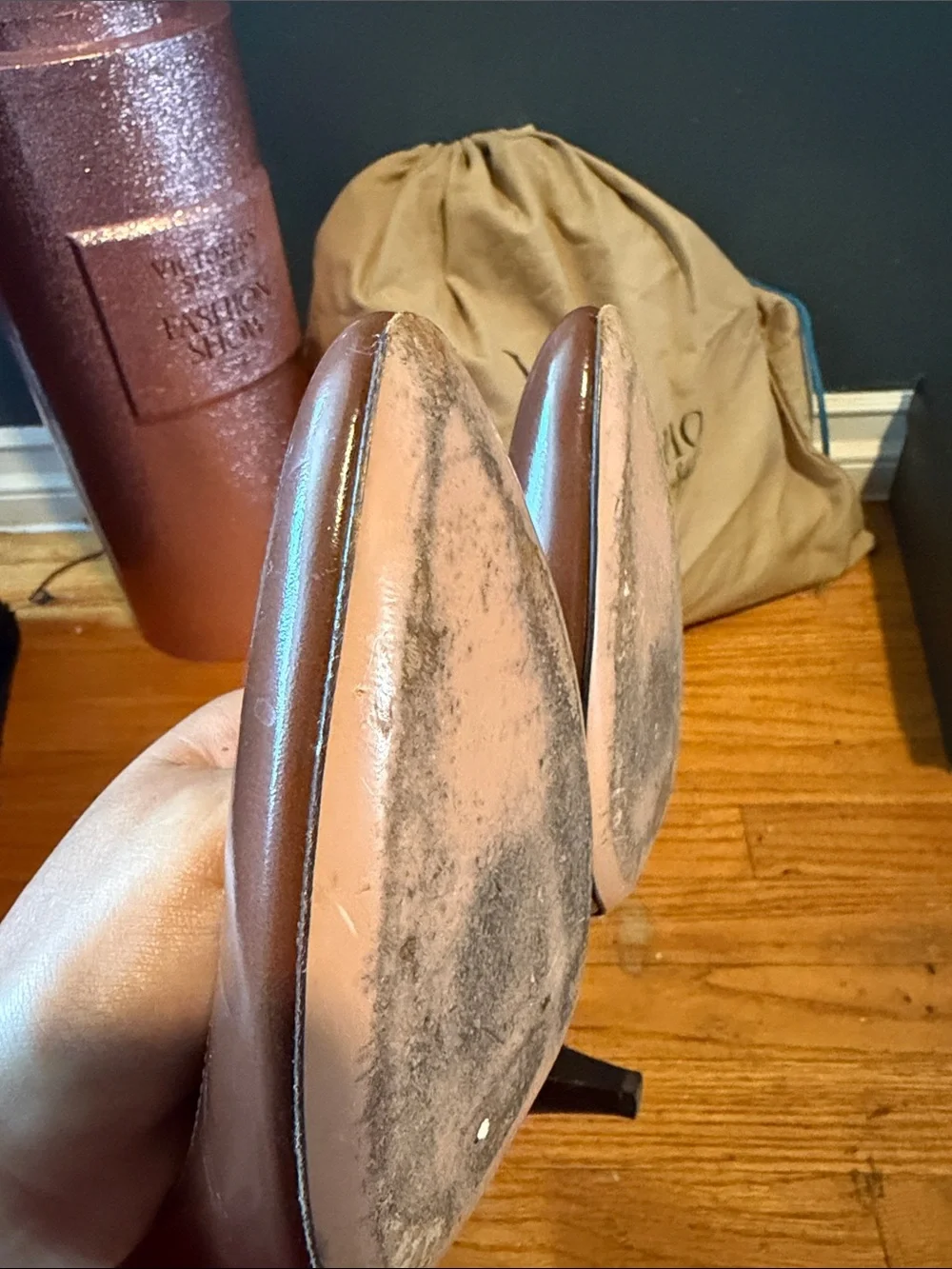 VTG Coach Brown Pointed Leather Heels Geenie made in Italy  9 1/2 B